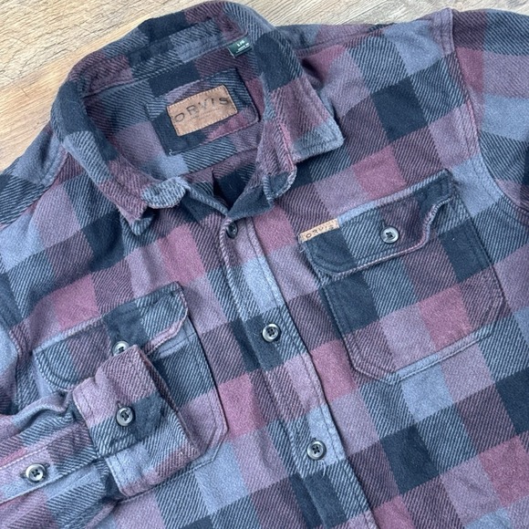 Orvis Other - Orvis Mens L Heavyweight Flannel Side Pockets Purple Black Classic Fit
